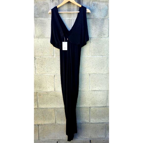 MISA Los Angeles Black Draped Long Maxi Dress | Flattering Elegant Style Size M - Picture 3 of 6